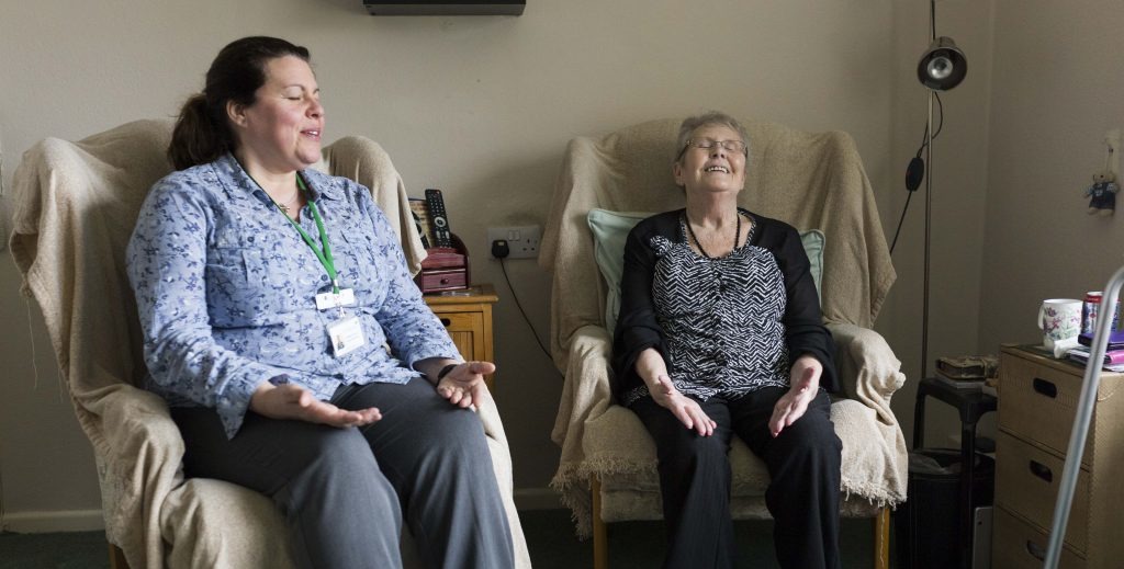 Dorothy Smith at home with Anne Marie Crook a Hospice Support Assistants from St Catherine’s Hospice