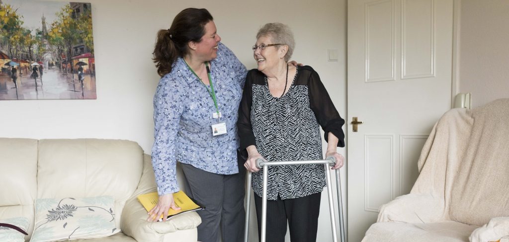 Dorothy Smith at home with Anne Marie Crook a Hospice Support Assistants from St Catherine’s Hospice