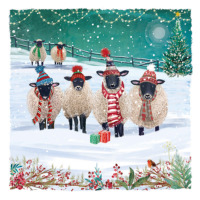 4 sheep in wooly scarves