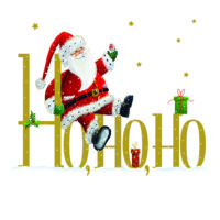 Ho Ho Ho Santa and Santa's Bike Christmas Cards Twin Pack